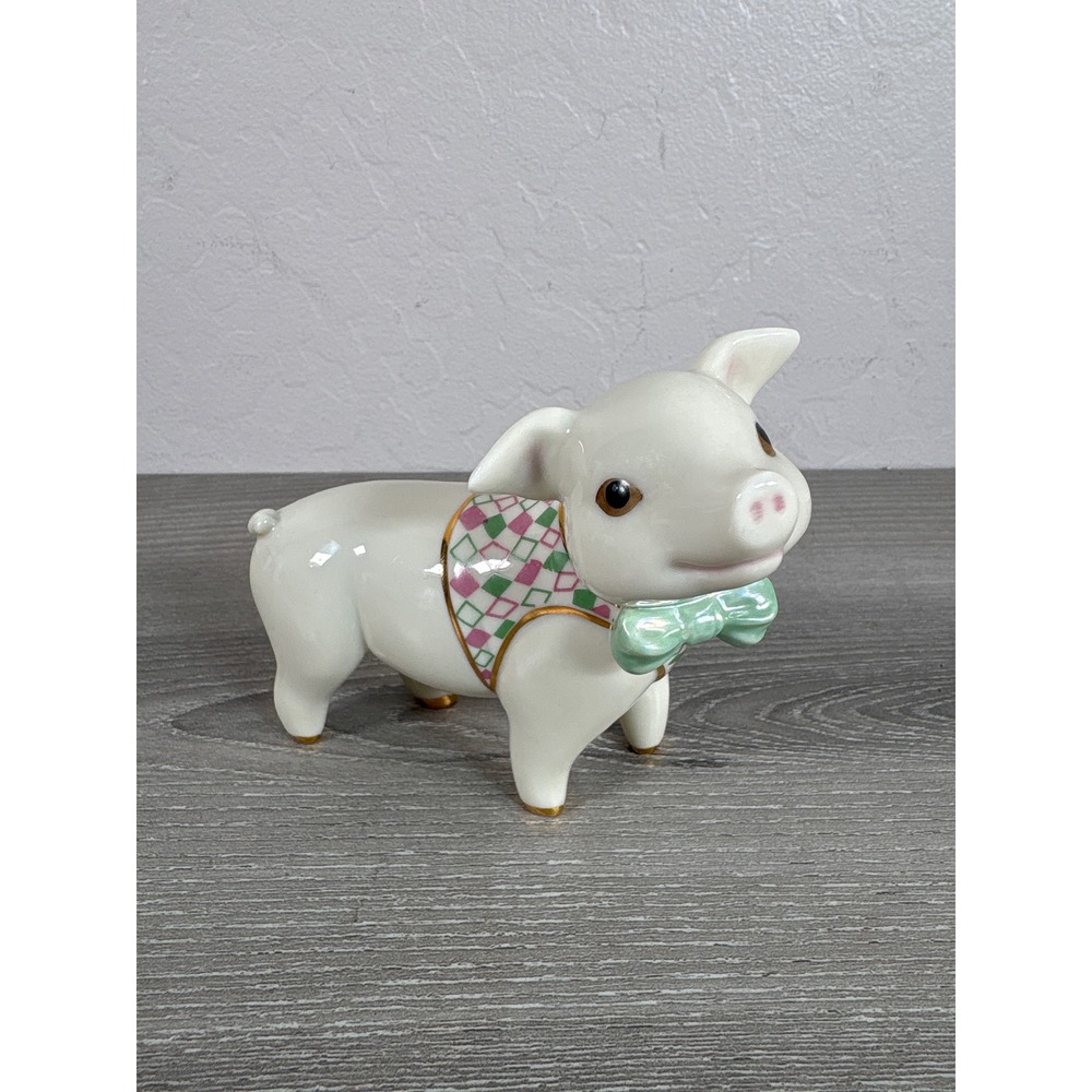 Lenox Porcelain Pig Figurine "Handsome Harry"  Bow Tie Gold Vest